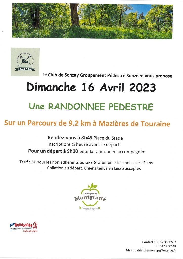 RANDONNEE PEDESTRE LE 16 AVRIL 2023
