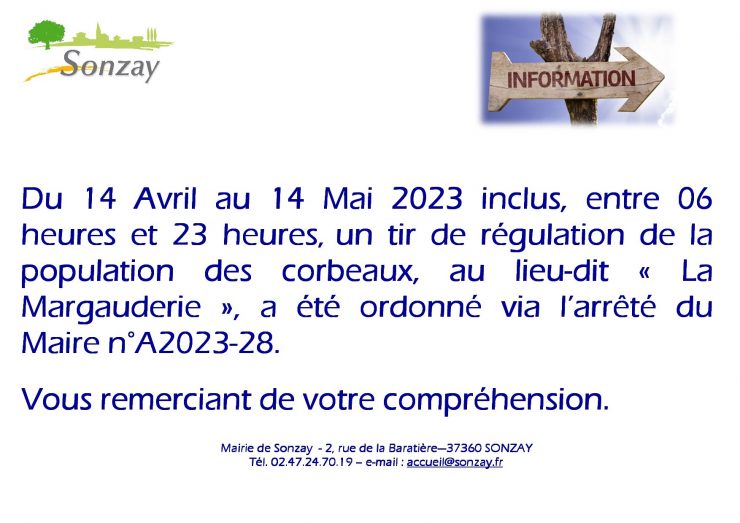 Tir de régulation des corbeaux Avril 2023
