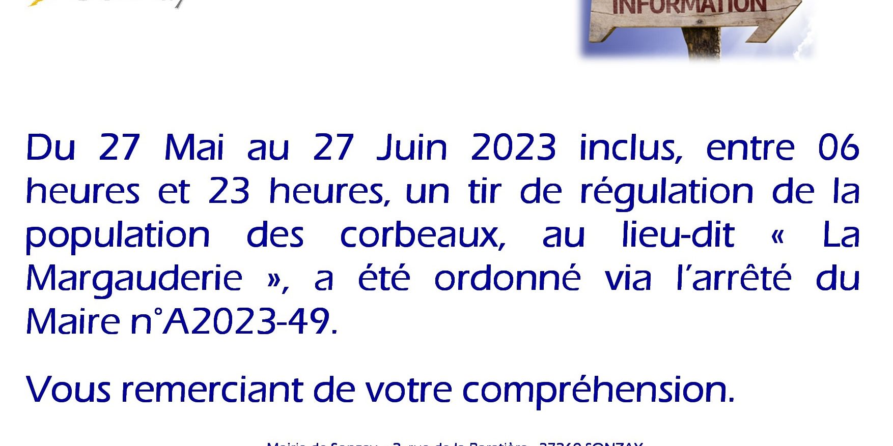 Tir de régulation des corbeaux Mai-Juin 2023