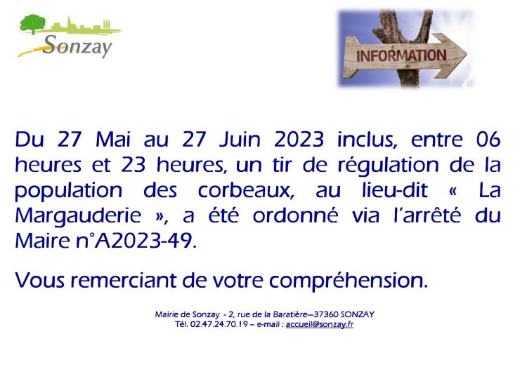 Tir de régulation des corbeaux Mai-Juin 2023