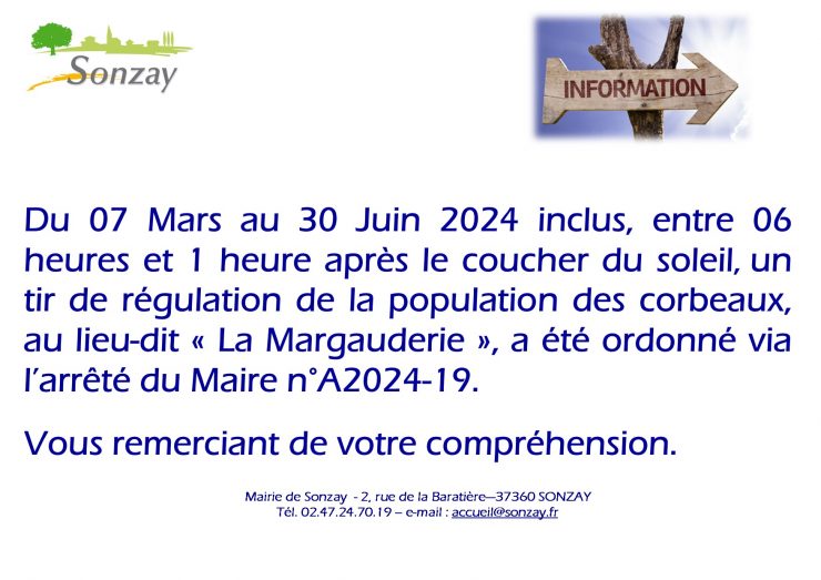 Tir de régulation des corbeaux Mars-Juin 2024